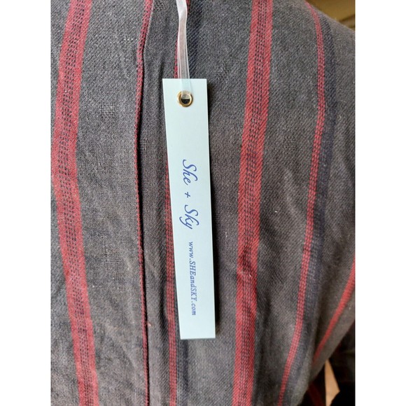 NEW she & sky dress Sz  Small Hunter Green & Red stripes long sleeves NWT - Picture 4 of 8